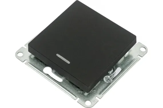 Выключатель Systeme Electric ATLASDESIGN 1-клавишный с индикатором проходной карбон 39133