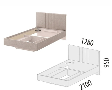 Флоренция-904 (DaVita) 904.03 Кровать двуспальная (каркас) 1200мм