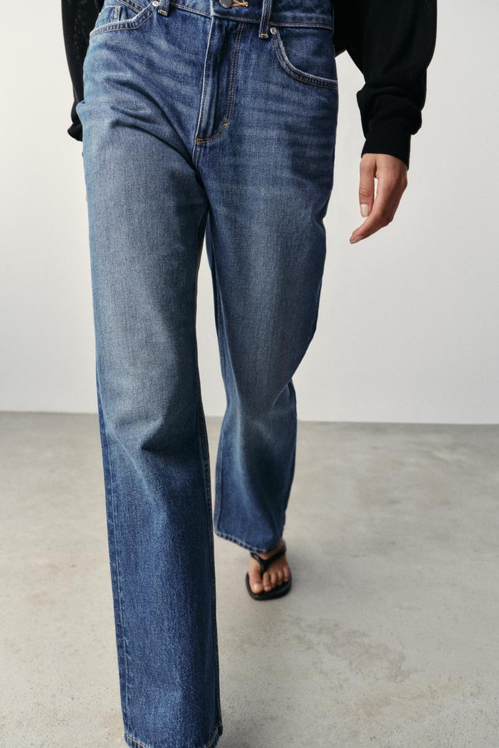 ZARA ДЖИНСЫ Z1975 REGULAR FIT LONG LENGTH С ВЫСОКОЙ ПОСАДКОЙ, СИНИЙ