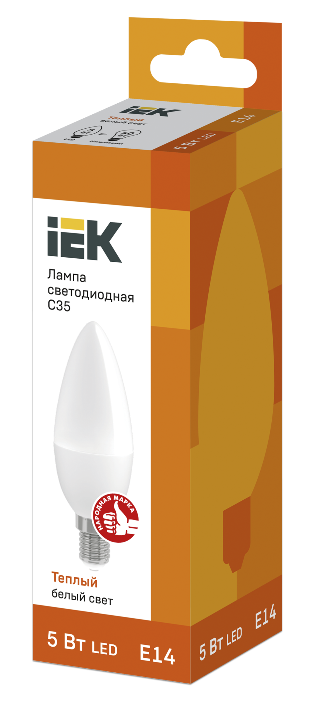 Лампа светодиодная C35 свеча 5Вт 230В 3000К E14 IEK