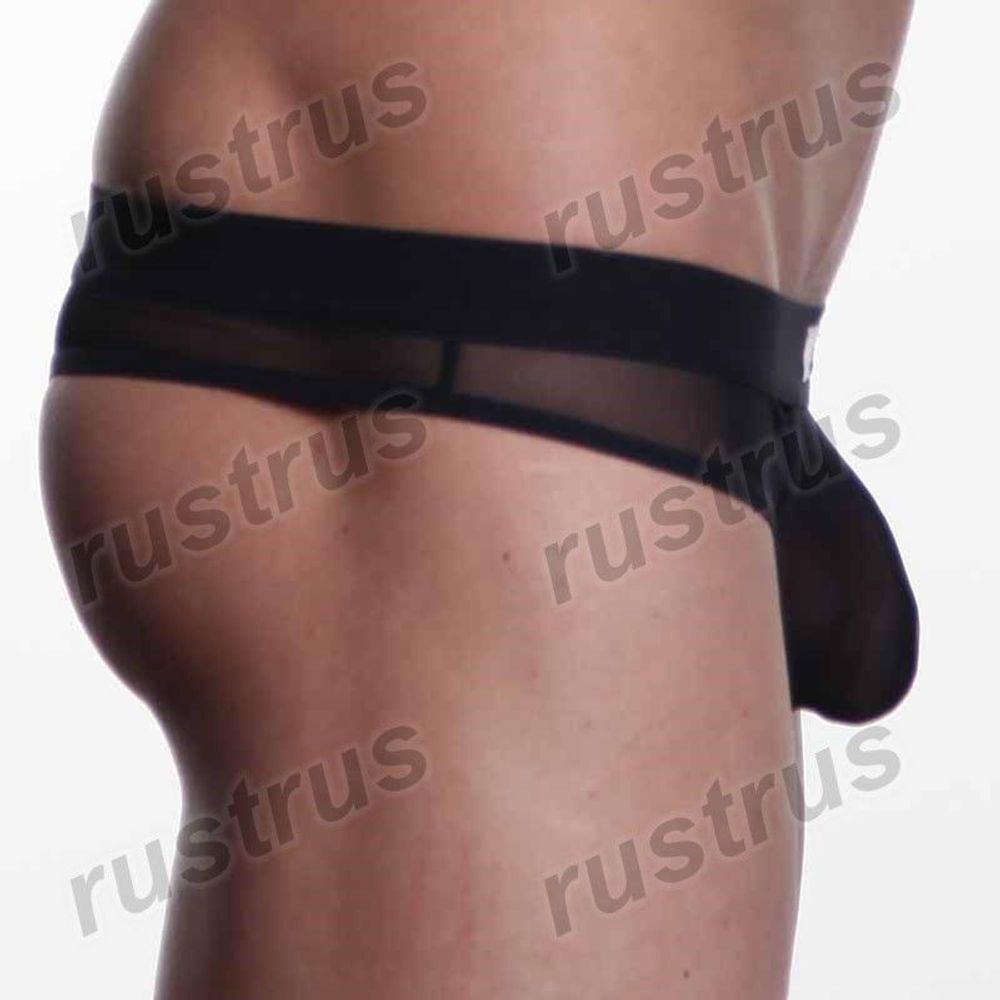Мужские трусы стринги черные WANGJIANG WG00078