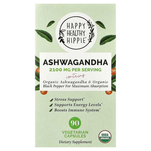 Happy Healthy Hippie, ашваганда, 90 вегетарианских капсул
