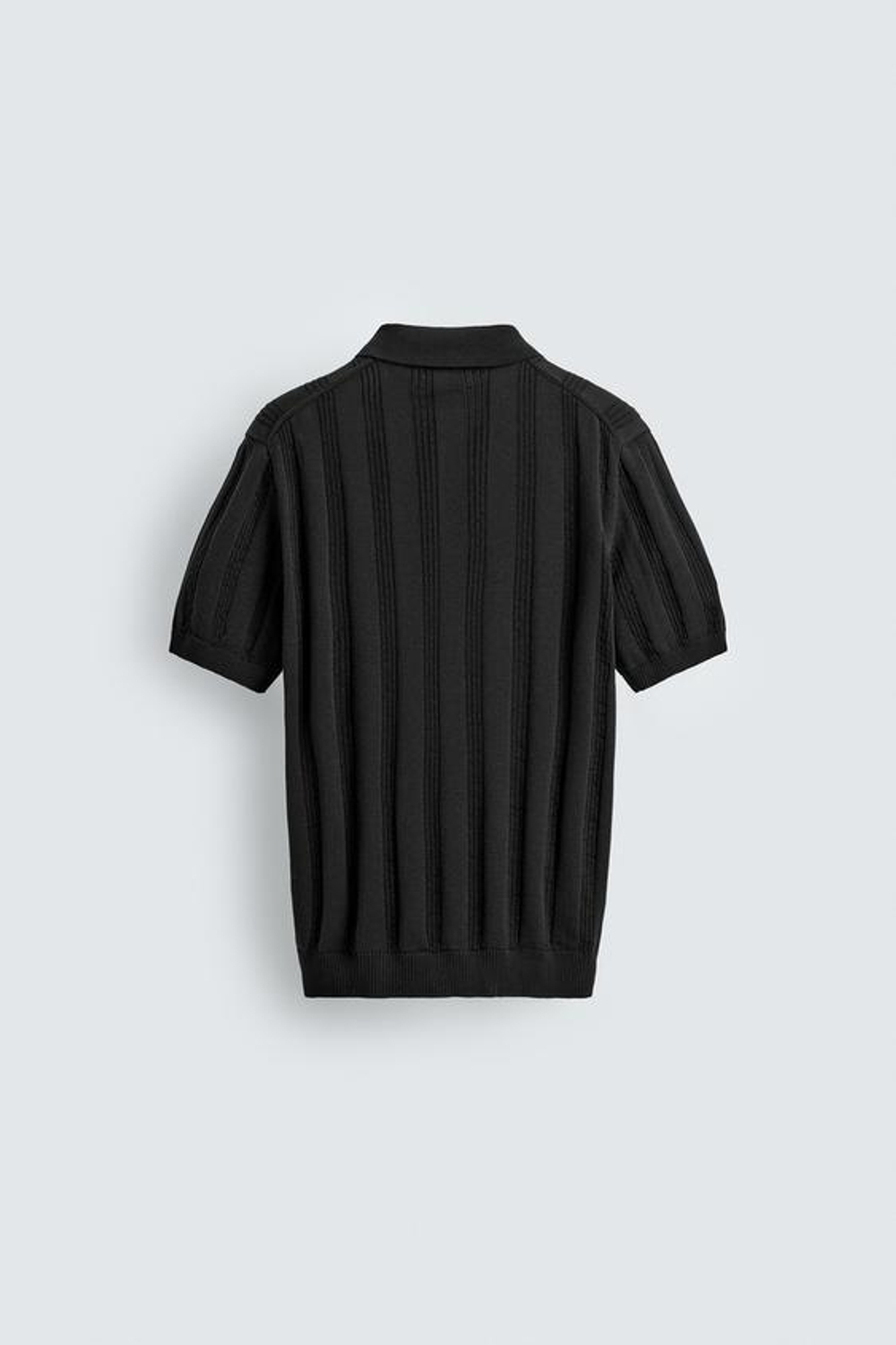 ZARA ПОЛО ИЗ РЕЛЬЕФНОГО ТРИКОТАЖА, ЧЕРНЫЙ