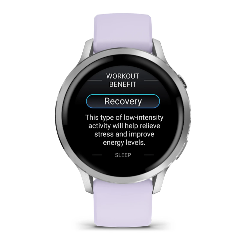 Смарт часы Garmin Venu 4 - 41мм Silver with Periwinkle Silicone Band