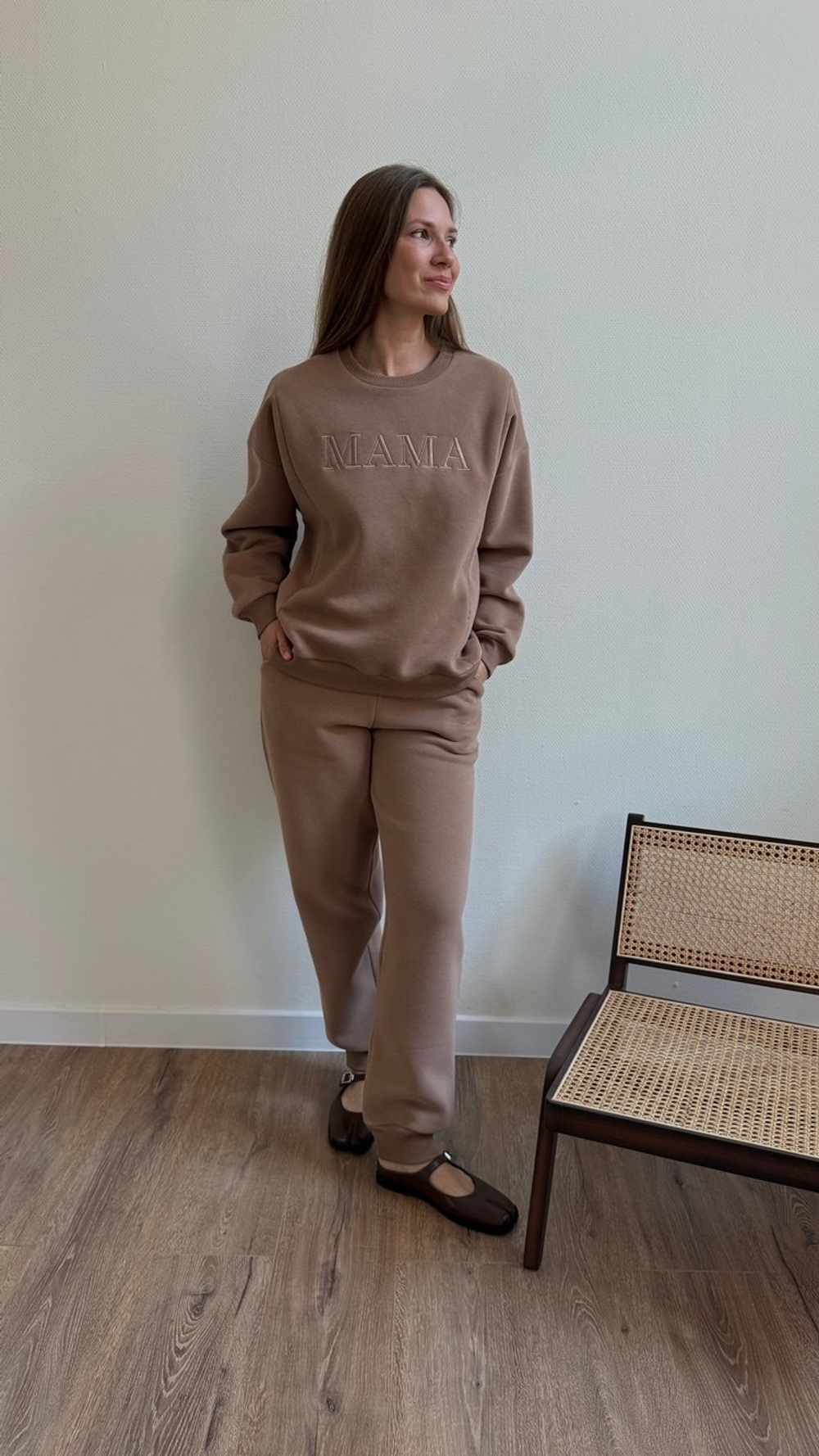 Свитшот Мама премиум утепленный, Мокко