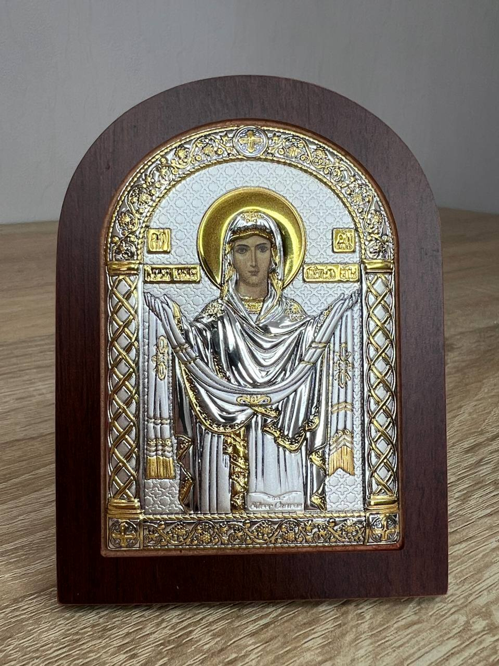 Покрова БМ, икона арочная, красное дерево, 86х112