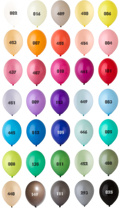 Палитра цветов шаров 30 и 35 см Пастель