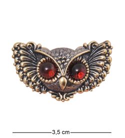 AM-4083 Брошь «Совушка Жужа» (латунь, янтарь)