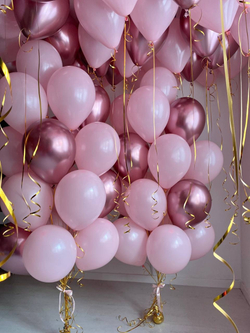 Розовые воздушные шары 100шт ( 2 фонтана по 20шт, под потолок 60 шт) №2617