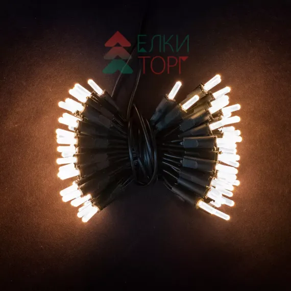 Светодиодная нить Самоцветы 100 теплых белых LED ламп, 10 м., 220В, зеленый провод, Beauty Led (SAM100-13-2WW)