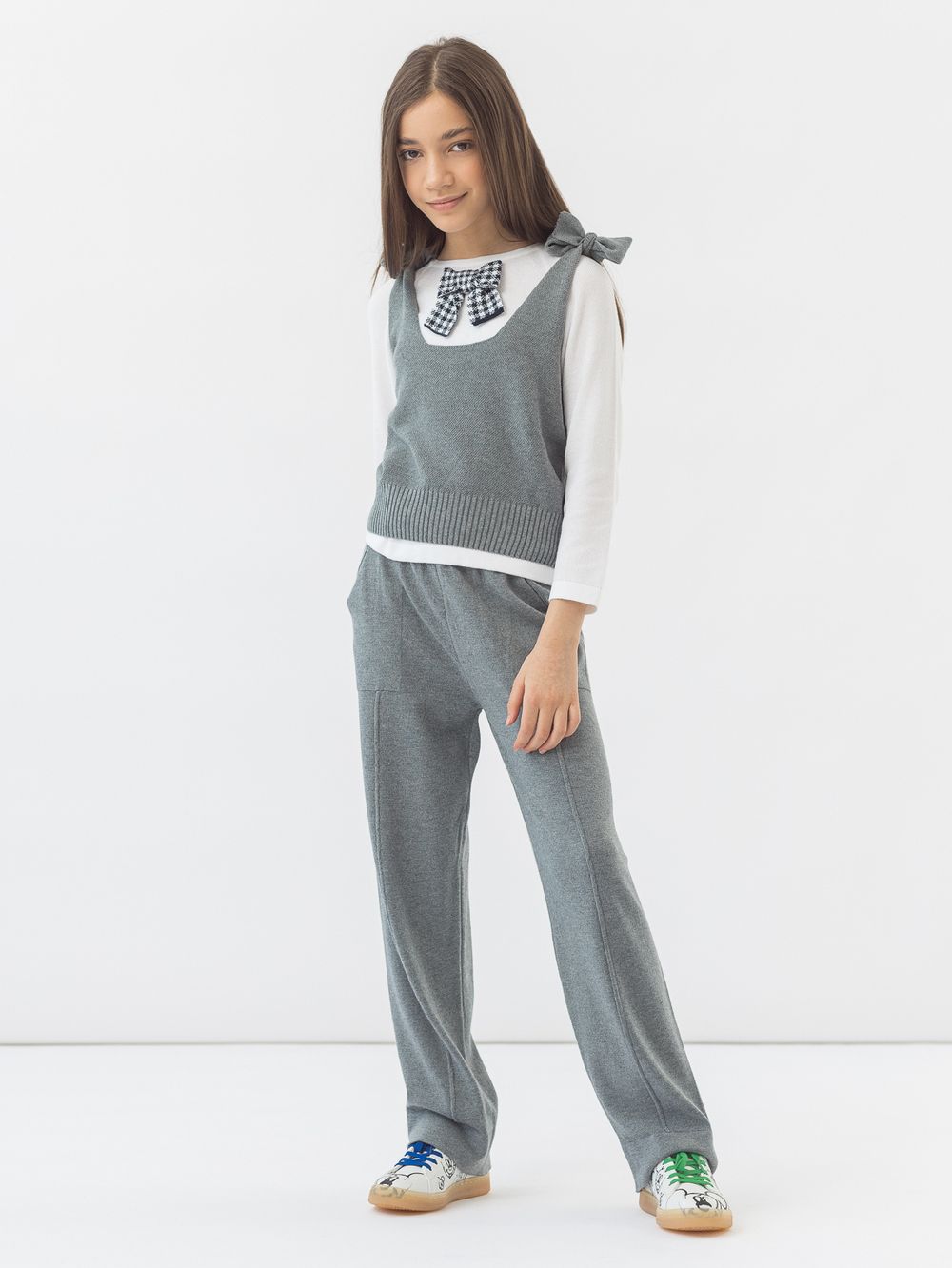 Брюки для девочки  арт. AT691-1 серый