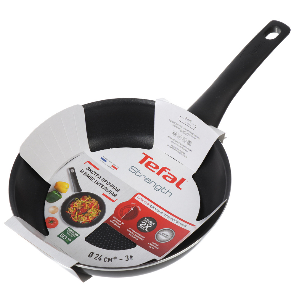Сковорода алюминий, 24 см, антиприг, Tefal, Strength, 042 31 124