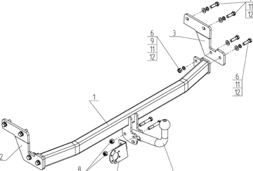 Фаркоп на HYUNDAI SOLARIS II (2017-) (без электрики, паспорт/сертификат в комплекте) Автос.HY 30