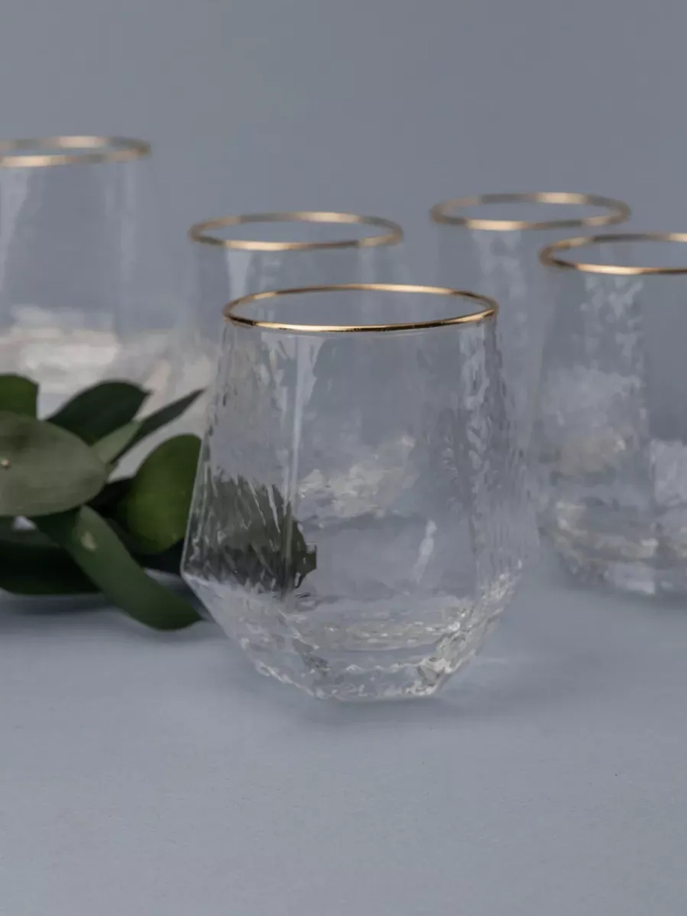 Набор шестигранных бокалов с рифленым стеклом 6 шт 300 мл.