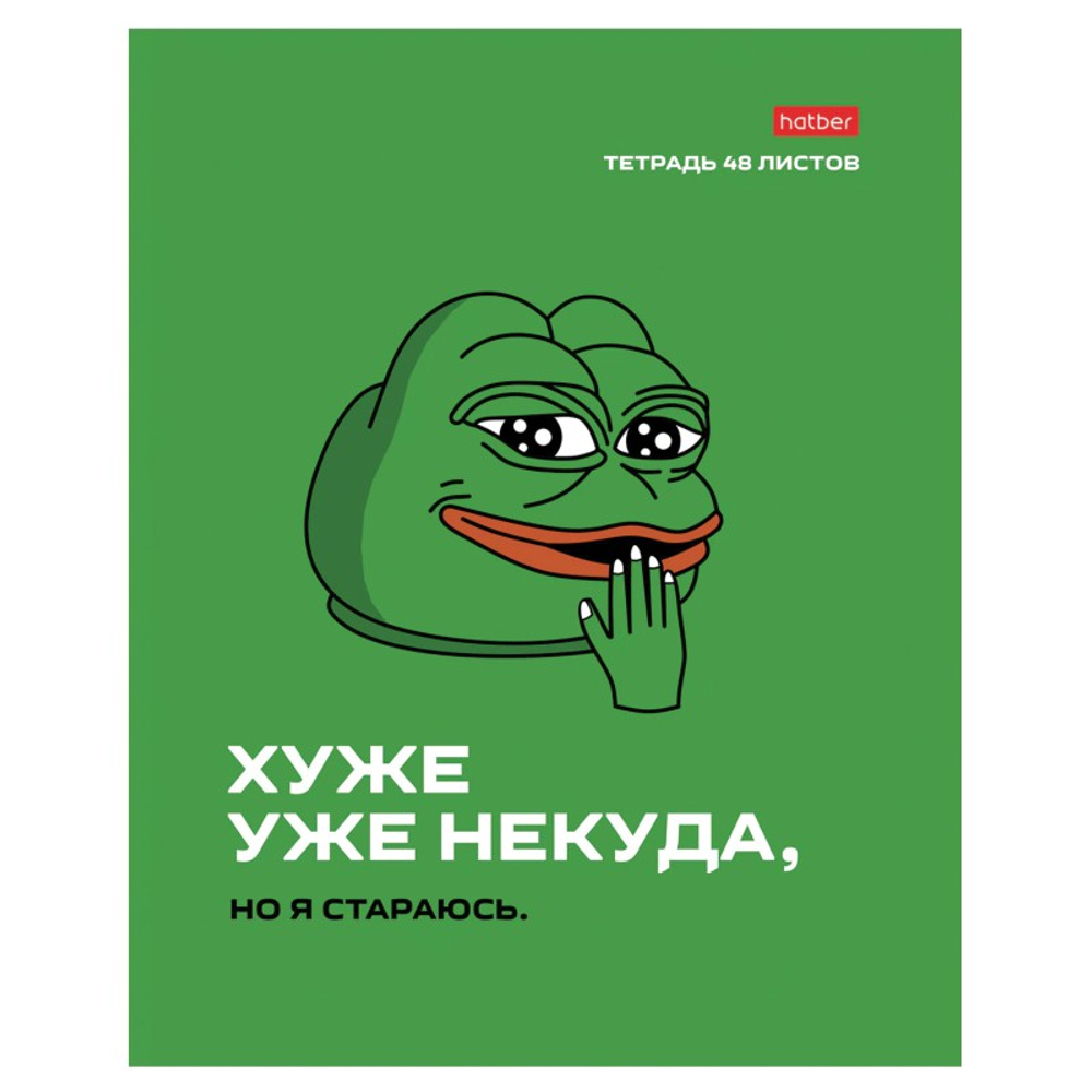 Тетрадь общая Hatber "Лягушонок Пепе", А5, 48 листов в клетку, картон, на скрепке, ассорти
