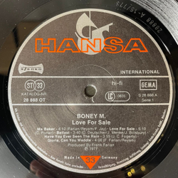 Винтажная виниловая пластинка LP Boney M Бони М Love For Sa le (Германия 1977) (С Постером)