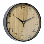 2019-002 Часы настенные круг d=19,5см, корпус черный,"Текстура дерева"