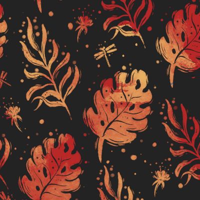 Тропическая листва на черном