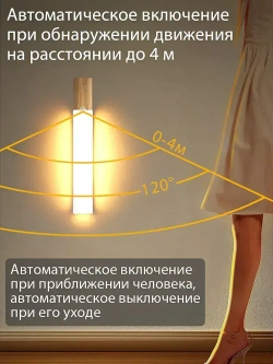Ночник с датчиком движения/светильник с датчиком движения и магнитом / Ночник аккумуляторный факел