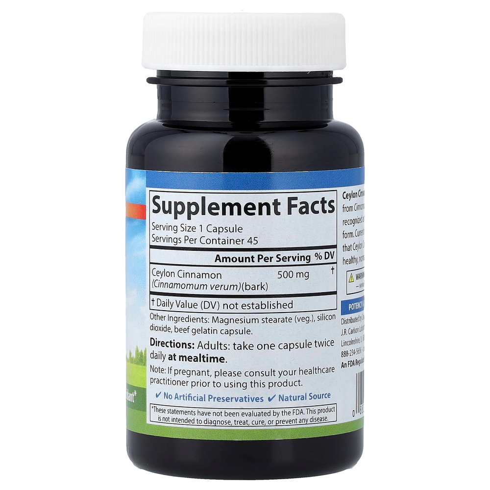Carlson, Цейлонская корица, 45 капсул (500 мг в 1 капсуле)
