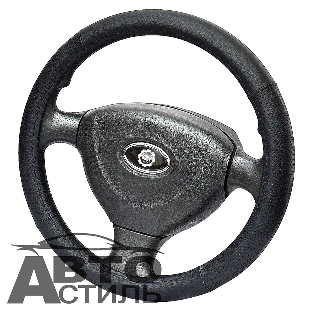 Оплетка на руль круглая Coolpart MAXIMAL (37*38) к/з черный/черный 009BL-BL