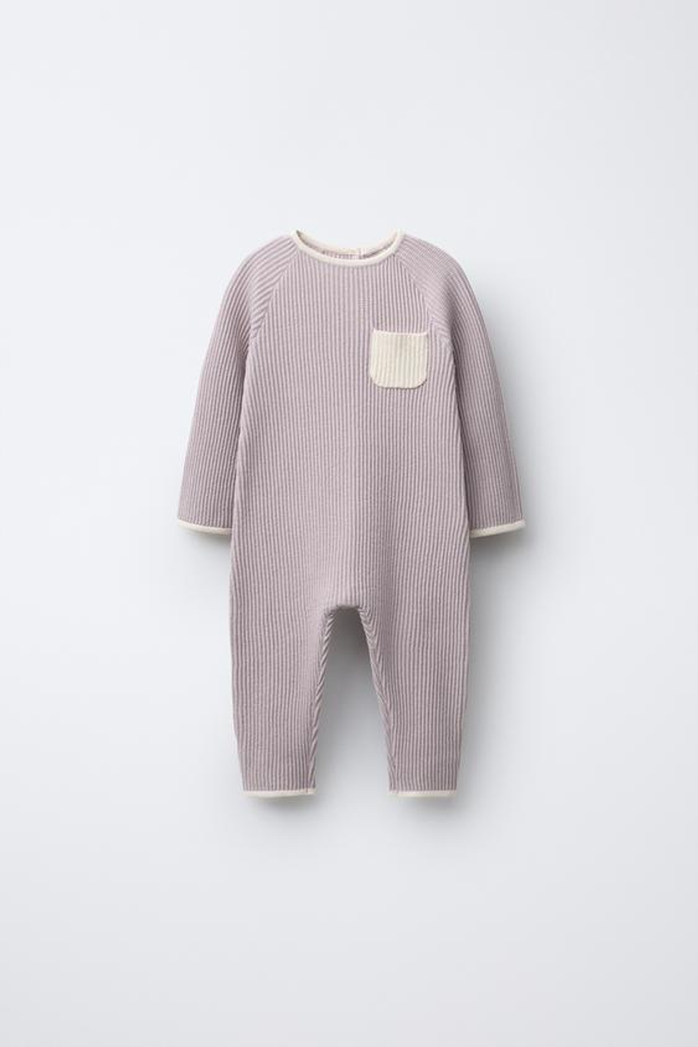 ZARA КОМБИНЕЗОН С КОНТРАСТНОЙ ОТДЕЛКОЙ, СВЕТЛО-СИРЕНЕВЫЙ