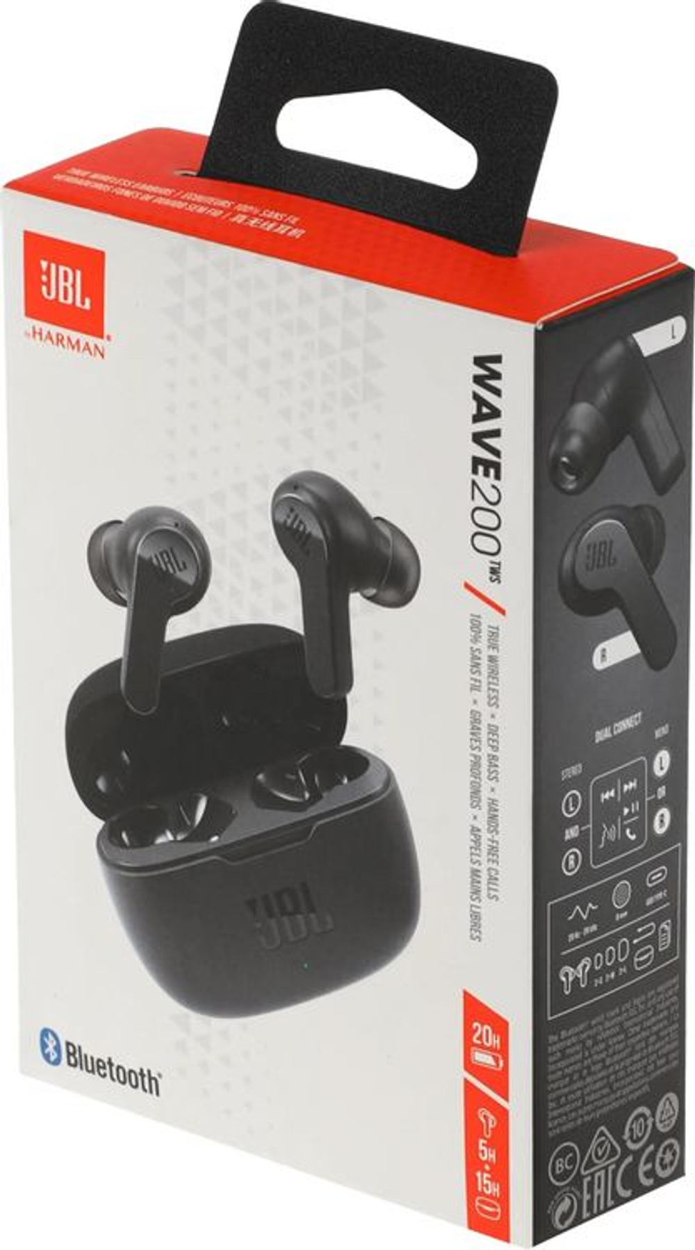 Наушники JBL Wave 200TWS, Bluetooth, внутриканальные, черный [jblw200twsblk]