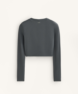 Oysho Лонгслив Comfortlux в рубчик, антрацитово-серый