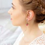 LEFIREL' Серьги серебряные женские "Динара" с цветами из муранского стекла / ювелирные украшения из родированного серебра 925