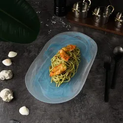 Блюдо овальное 36*20 см h3 см Blue Sunset матовое стекло P.L. Proff Cuisine [4]