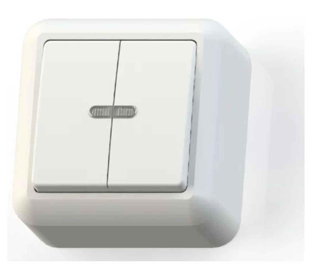 "ОПТИМА" Выключатель откр. уст. двухкл. с подсв., 10А А510-387