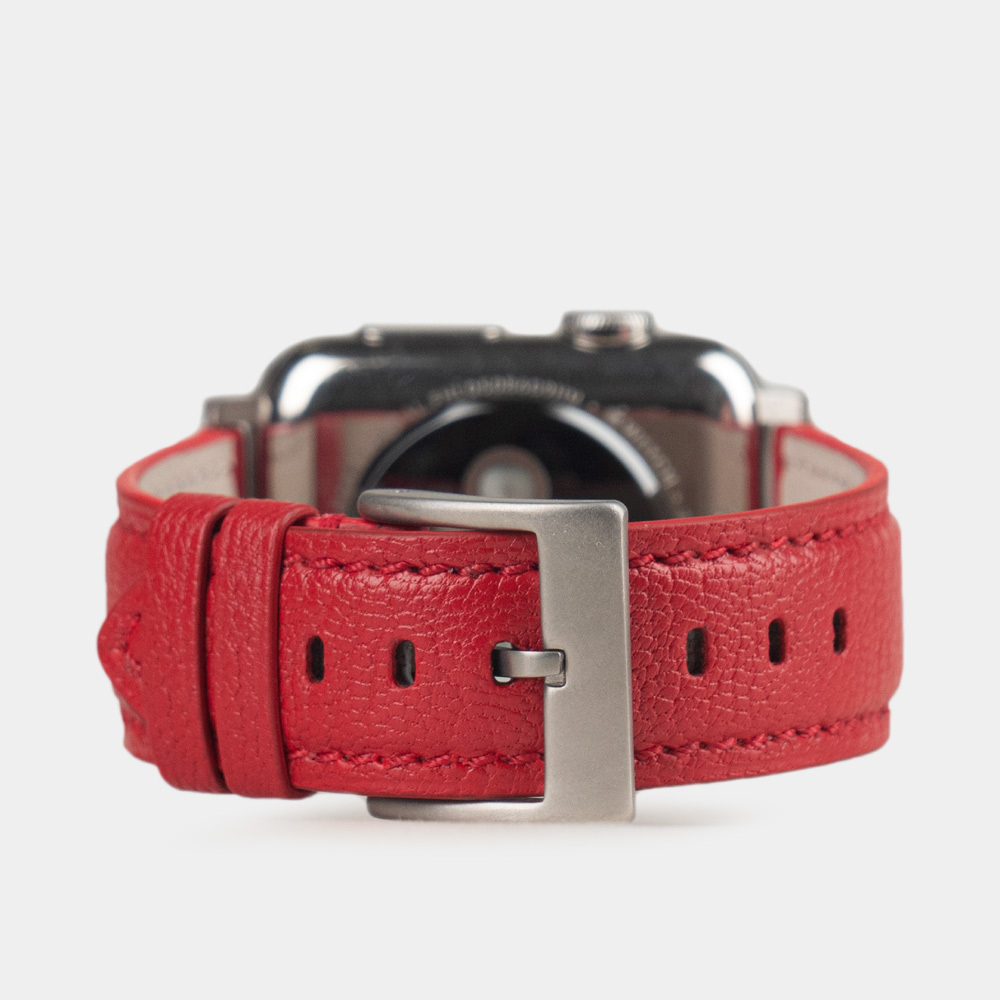 Ремешок для Apple Watch 44/45/46 mm из кожи козы, красного цвета