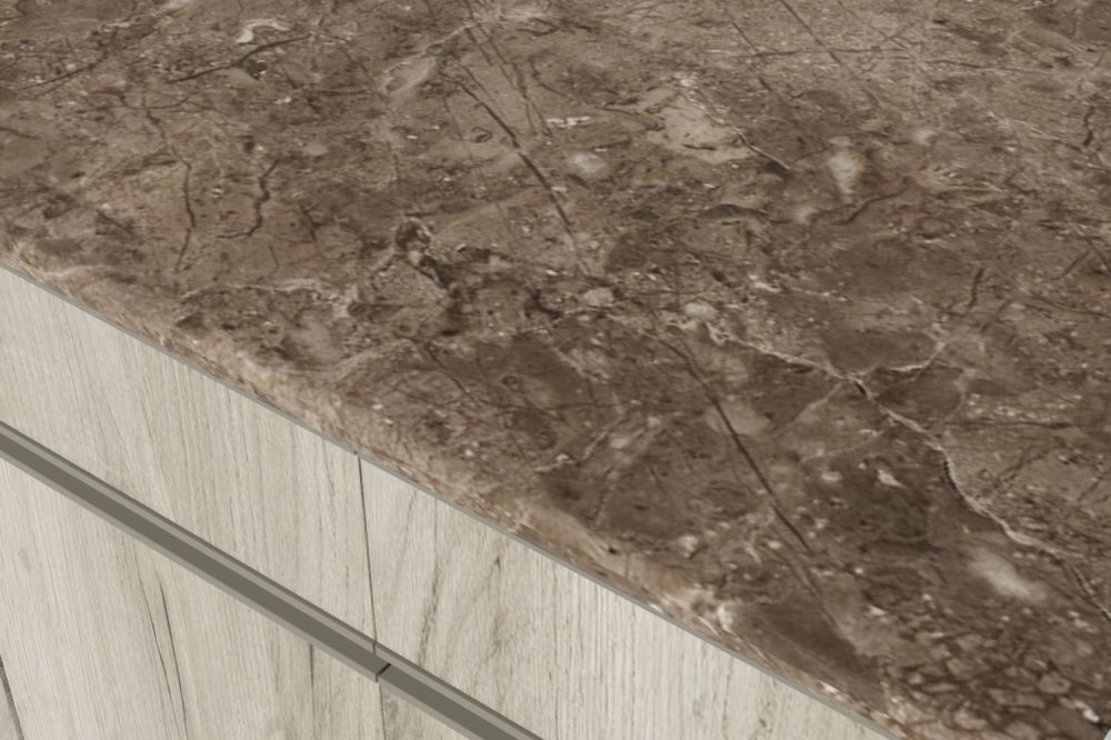 Кухонный гарнитур Антика базис 2400 мм (Белый глянец/Дуб браун, Аламбра темная)