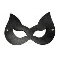 Черная кожаная маска для глаз с ушками БДСМ Арсенал Lady's Arsenal Black 68011