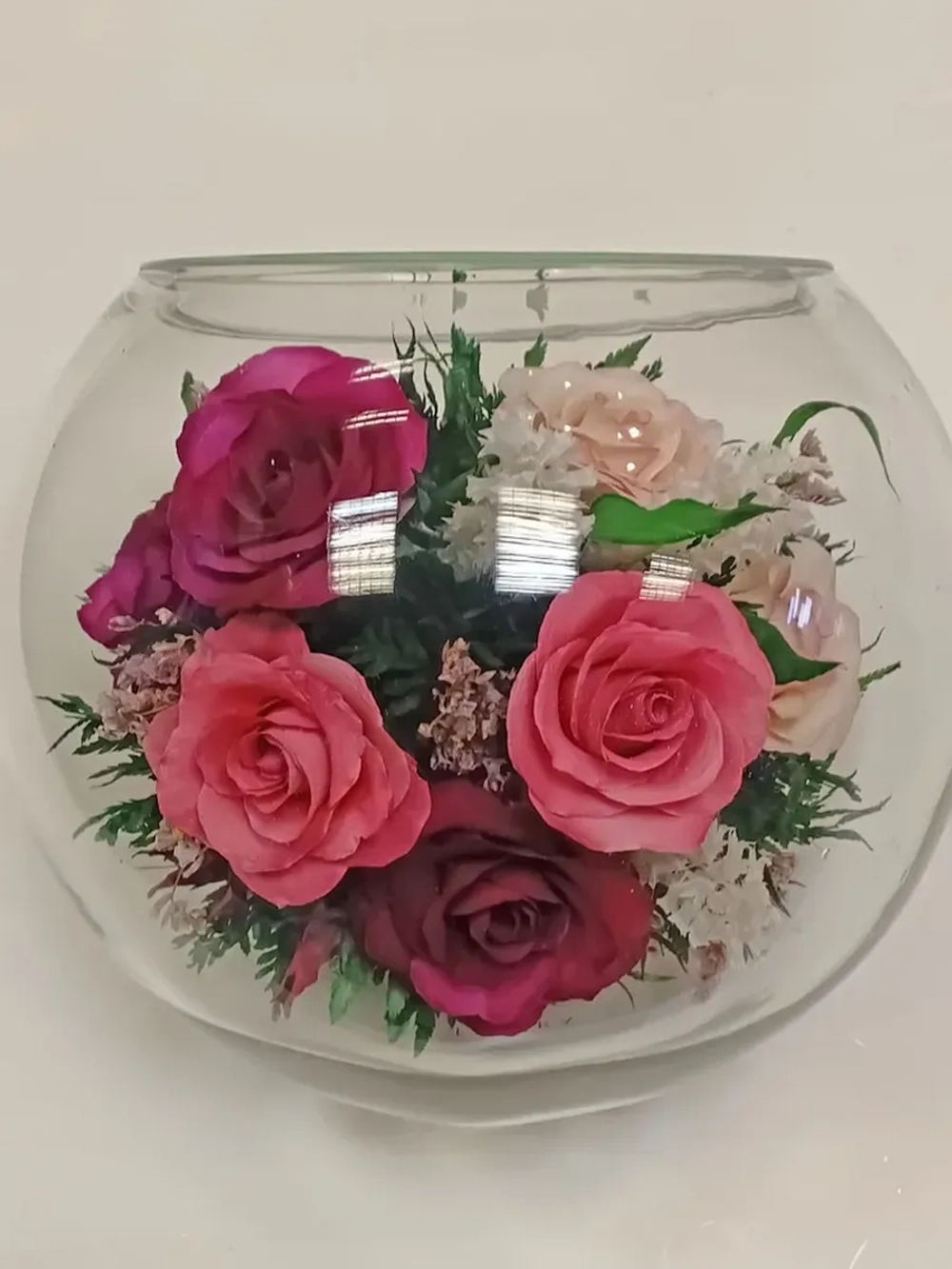 натуральные розы в стекле, вакуум