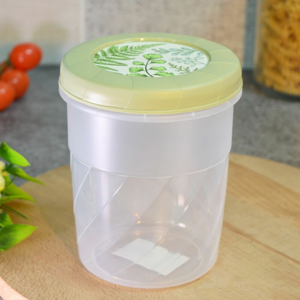 Банка для сыпучих 1,2л с завинчивающейся крышкой, с декором, зеленый