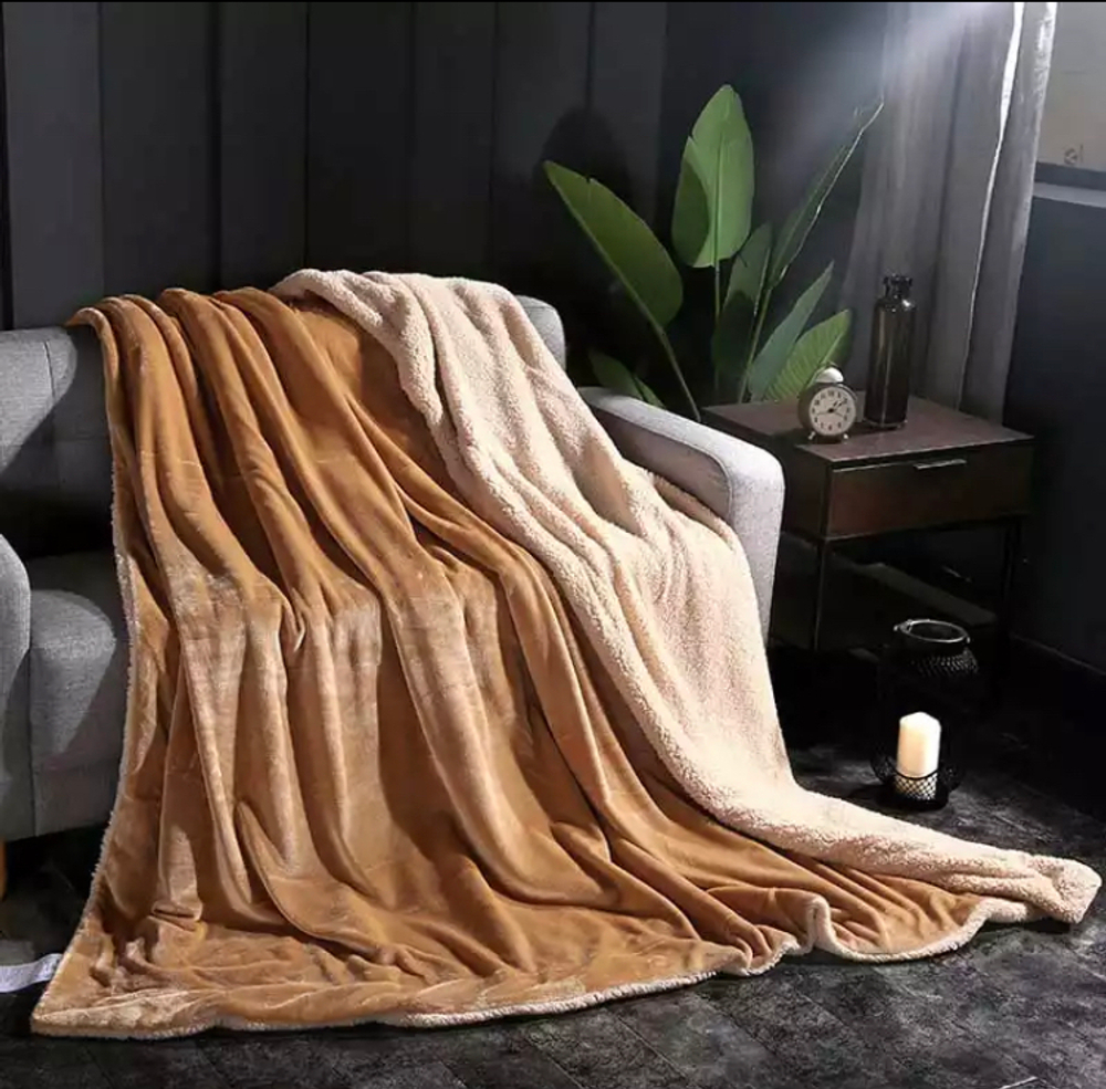 Плед двуспалка Рыжий Барашка Велюр-Плюш 200х230