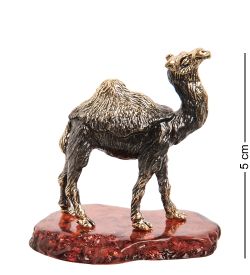 AM-1908 Фигурка «Верблюд в пустыне» (латунь, янтарь)