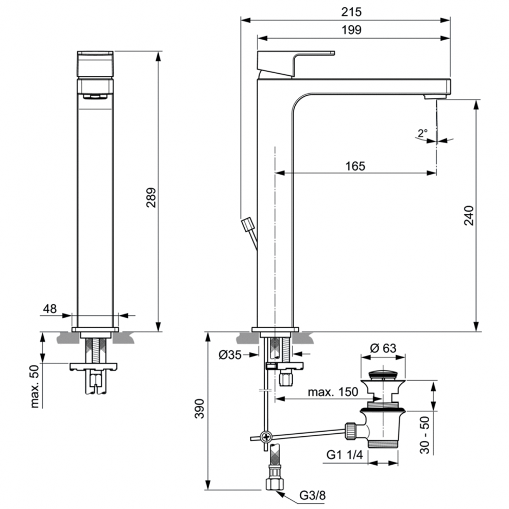 Смеситель Ideal Standard  EDGE A7112AA для умывальника