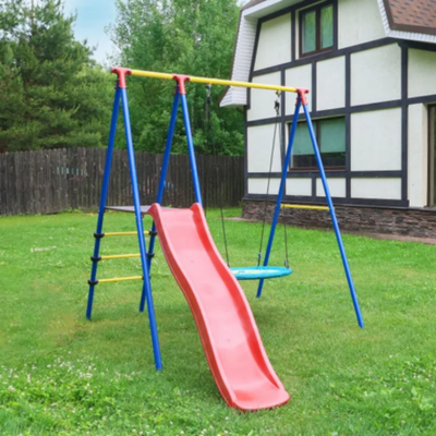 Детские уличные качели с горкой, качели-гнездо