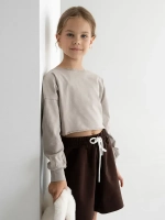 Лонгслив для девочки укороченный, бежевый