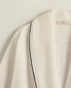 ZARA HOME БАННЫЙ ХАЛАТ С ОКАНТОВКОЙ, ЧЕРНЫЙ