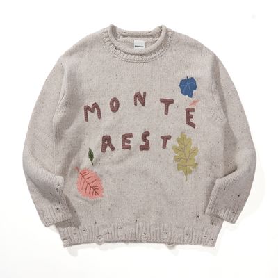 Свитер Винтажный Nothomme Monterest vintage distressed round neck hand-embroidered sweater