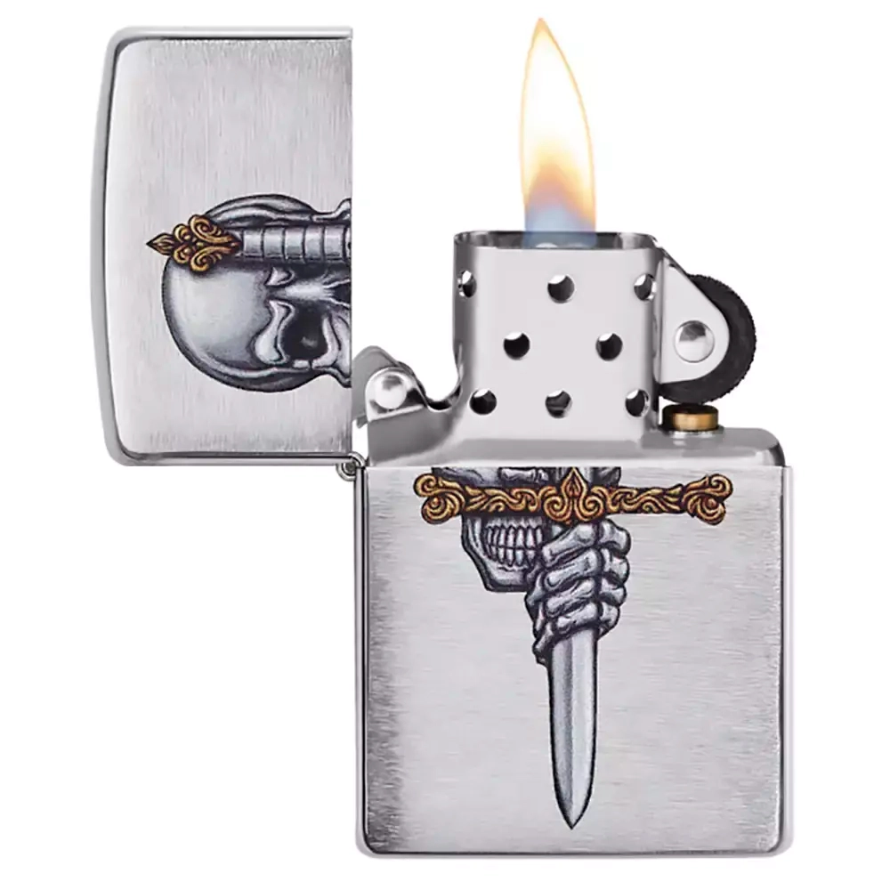 Зажигалка Zippo 49488 Sword Skull Design, Brushed Chrome