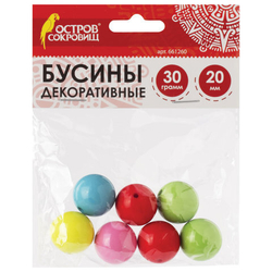 Бусины для творчества "Шарики", 20мм, 30г, 5 цв, ОСТРОВ СОКРОВИЩ