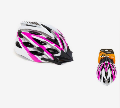 Шлем вело TRIX, кросс-кантри, 25 отверстий, регулировка обхвата, размер: L 59-60см, In Mold, розово-белый (20)