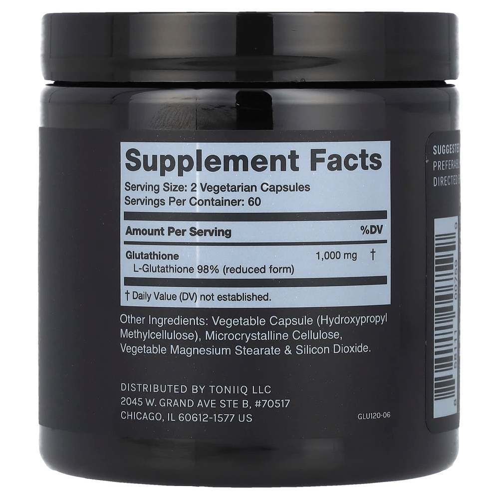 Toniiq, Глутатион, 120 капсул (500 мг на капсулу)