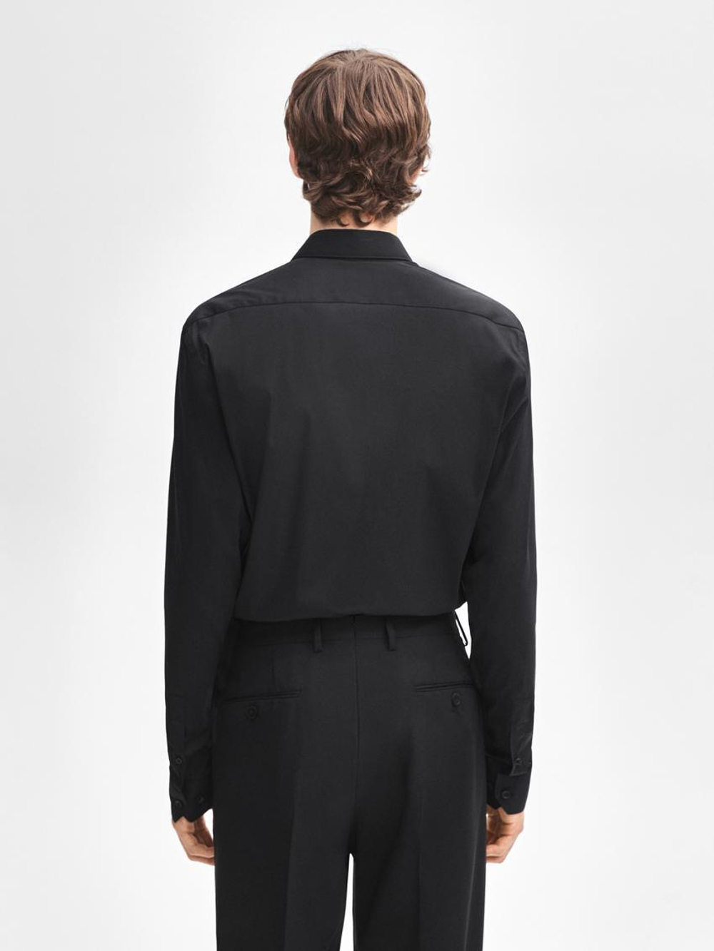 Massimo Dutti Рубашка облегающего кроя из эластичной ткани, черный