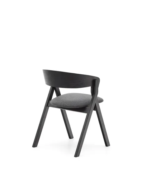 Стул Godia из дерева с черной отделкой и серым шениллом