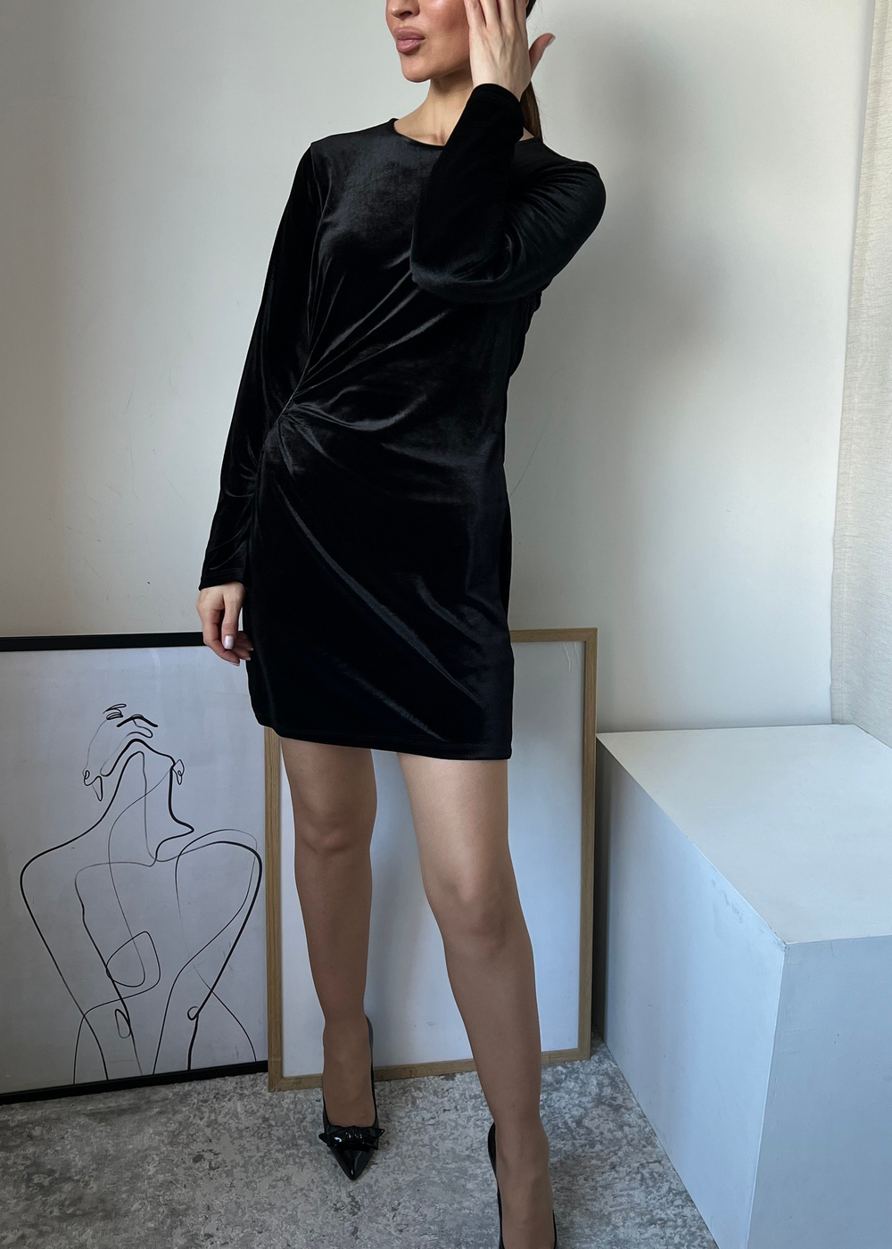 Бархатное платье Zara, S